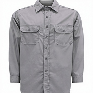 Chemises de travail en coton sur mesure pour hommes, manches longues, uniforme industriel, tissu robuste, chemise à boutons, broderie logo. - Product Image 1