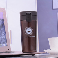 Tasse à café en acier inoxydable 380ml/500ml Double paroi étanche couvercle coulissant 1pc/boîte blanche noir