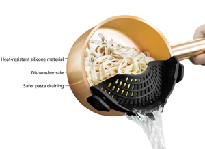 Passoire à clipser en silicone pour casseroles et poêles, passoire à pâtes, passoire alimentaire à clipser pour viande, légumes, fruits, passoire de cuisine en silicone - Product Image 5