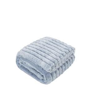 Manta de lana de primera calidad Manta azul claro esponjosa suave y cálida, mantas a rayas decorativas y regalables para mujeres, hombres - Product Image 1