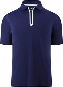 Men's Henry Collar Summer Short Sleeve <b>Polo</b> Shirt Slim Fit Fashion Button <b>up</b> Quarter <b>Zip</b> Long Length Plain Style for Golf - Product Image 6