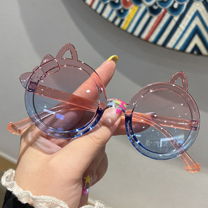Gafas de Sol Redondas <span class=keywords><strong>para</strong></span> Niños, Nuevas y Lindas con Forma de Gato, Color Caramelo, Decorativas <span class=keywords><strong>para</strong></span> Niñas, Modernas y Elegantes - Product Image 5