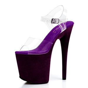 Sandalias moradas de plataforma gruesa y tacón delgado de 20 cm (8 pulgadas), nueva tendencia de verano, elegantes, con estampado de leopardo, para discoteca. - Product Image 3