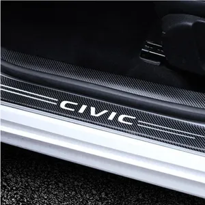 Protection de seuil de <span class=keywords><strong>porte</strong></span> de voiture, autocollants anti-rayures pour pare-chocs de coffre, pour Civic Logo 2023, bandes de seuil de pédale en fibre de carbone, marque DM - Product Image 4