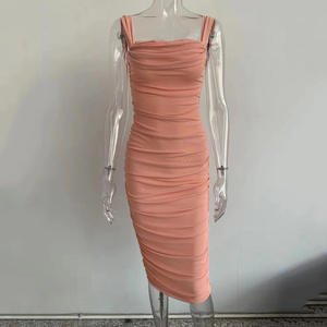 Trend New Ruffled Collar Dress Mujer Sexy Corpiño Color sólido con fugas en la espalda Vestidos Rojo <span class=keywords><strong>Blanco</strong></span> Fiesta Sexy Vestidos ajustados - Product Image 5