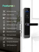 Serrure de porte électronique SZMYQ avec interphone vidéo, 2 interphones audio, caméra à empreintes digitales, serrure intelligente, sécurité, WiFi, serrure de porte numérique