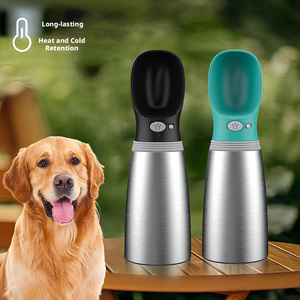 Bouteille d'eau de voyage moderne pour animaux de compagnie en acier inoxydable 304 à double paroi sous vide, isolation froide 24H, anti-fuite, portable pour promenade canin - Product Image 2