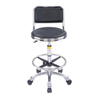 Chaise de laboratoire ergonomique moderne réglable en cuir P07 ESD avec repose-pieds, roulettes et dossier pour école, atelier, hôpital, cour