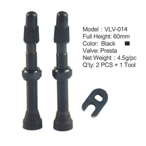 Tige de valve Presta 60 mm en alliage d'aluminium noir, outil pour valve de pneu de vélo, accessoire de cyclisme - Product Image 1