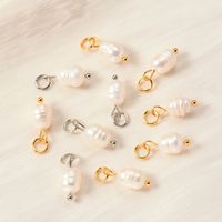 Charmes de perles d'eau douce pour bricolage pendentif en acier inoxydable argent or pendentifs à breloques en perles naturelles pour la fabrication de bijoux