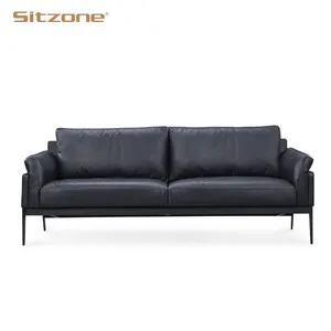 Venda quente sofá de casa mobiliário conjunto de sofá de couro preto moderno para escritório