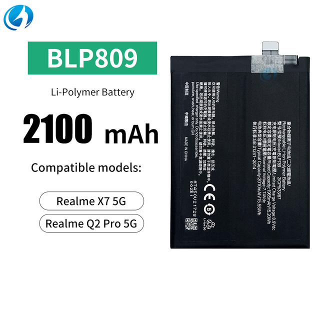 BLP809 2100mAh Factory Mobile Phone Batteries Smartphone Battery Replacement for Realme X7 5G /Realme Q2 Pro 5G
