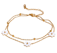 Chaîne de perles plaqué or bijoux de mode simples pour femmes ensemble de bijoux de collier de cheville bracelet chaîne de fleurs de coquillage
