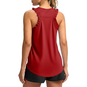 Débardeur sans manches personnalisé pour femme, à volants, dos nageur, UPF 50+, pour yoga, entraînement, décontracté, coupe ample - Product Image 1