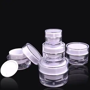 Costom空黑色塑料化妆品包装罐透明罐，带白色盖体磨砂膏罐