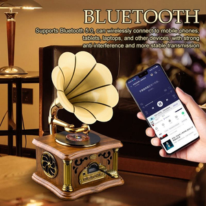 Reproductor de Audio con Carga Exclusiva para Transmisión en Vivo, Estilo Tocadiscos Retro de Madera, Mini Altavoz con Control Remoto - Product Image 4