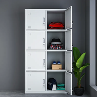 Armoire de salle de sport en fer à quatre portes personnalisée Armoire de rangement en acier de style minimaliste verrouillable pour le personnel Vestiaire Armoire