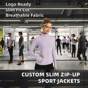 Wholesale YojaFlex Women's Sport Jackets Custom Logo Long-sleeve Yoga Tops Casual Outerwear Running Stand-collar Slim <b>Zip</b>-<b>up</b> - Product Image 2