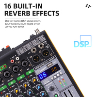Console de mixage audio pour DJ avec microphone sans fil, 16DSP, 2*100W, système d'amplification de haut-parleurs, audio DJ, mixeur 4 canaux