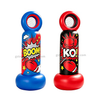 Sac de frappe gonflable pour enfants, ensemble de boxe et panier de basket sur pied 2-en-1, jouet sportif anti-stress, jeu de lancer pour intérieur et extérieur