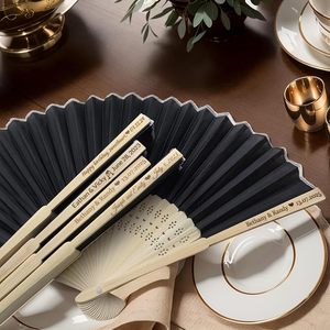 BSBH 23cm Folk Art Folding Fan Customized Wooden Polyester Cotton Handle Printed Bamboo Paper Carved Wood Fabric Bamboo Crafts