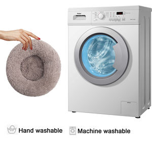 Dropshippingドーナツファーふわふわ大快適な落ち着いた犬用ベッド高級洗えるドーナツぬいぐるみペット用ベッドペット用品 - Product Image 2