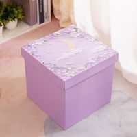 Boîte cadeau d'anniversaire en carton ondulé rigide style peinture à l'huile, grande capacité, carrée, recyclable, avec pelliculage mat et doublure en éponge