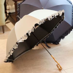Parasol de mariage vintage en dentelle avec logo personnalisé OEM, bord festonné, poignée en bois, ouverture manuelle, pour femmes et filles - Product Image 3