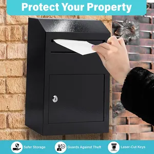 JH-Mech Mail Drop Box with Lock for Secure Outside Key and Letter Lockable Front Wall Mounted Metal Parcel Mailbox