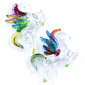 도매 미니어처 새로운 스타일 무라노 교수형 유리 그림 동물 말 공예 벽 예술 장식 - Product Image 2