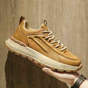 New 2025 High-Quality Handmade <b>Leather</b> Oxford Shoes, Men's Lace-Up Thick Sole Elevator Classic <b>Sneakers</b> Wholesale - Product Image 4