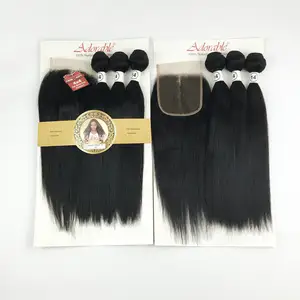 Shangke — cheveux synthétiques lisses, à closure libre, magnifiques mèches, cheveux vierges, lisses et soyeux, pour montage sur lot de 3