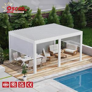 Pergola rétractable 3x3m en aluminium style Roma pour jardin et terrasse, avec moustiquaire et rideaux en option, abri d'ombrage - Product Image 1