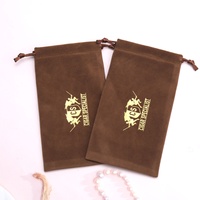 Super Soft Großhandel Schmuck Lagerung Kordel zug Tasche Halskette Parfüm Flaschen beutel Benutzer definiertes Logo Gedruckte Samts chmuck Staubbeutel