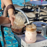 Tasses à café en verre en forme de nuage Ins haute apparence Bar jus gobelet à boisson froide avec paille
