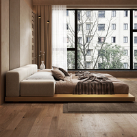 Lit double de style japonais avec technologie chinoise moderne, meubles de chambre à coucher en bois tatami simple avec rangement pour chambre à coucher principale