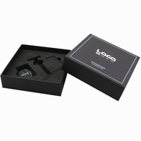 Boîtes d'emballage de luxe personnalisées noires pour rasoirs avec gaufrage et pelliculage mat, en carton rigide fait main pour accessoires de rasage