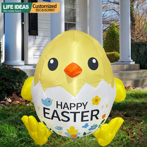 4 pies feliz Pascua inflable Pascua pollito huevo rompiendo con ventilador incorporado y cuerdas de anclaje - Product Image 5