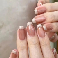 Nouveauté : Faux ongles en acier, style classique Old Money, forme amande carrée, pour Halloween, en gel français, très demandés
