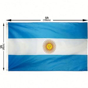 Drapeau national argentin en polyester à double couture, 3x5 pieds, couleurs vives, pour événements intérieurs et extérieurs, vente en gros - Product Image 2