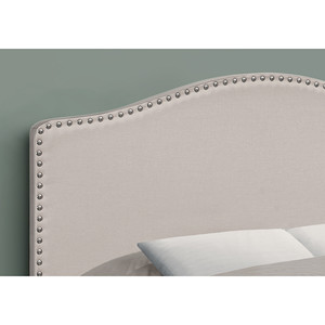HMS misto lino Beige imbottito arcuato pieno copricapo copricapo di lusso Queen/King Soft Bed appartamento matrimoniale/portaoggetti King - Product Image 3