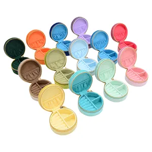 Wholesale Portable Round Jewellery Storage Packaging Case Organizer Mini Circle Zipper Travel Jewelry Box