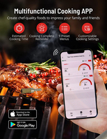 Termometer Daging Digital Nirkabel Pintar 165ft, Bacaan Instan, Bluetooth, Termometer Jarak Jauh dengan Aplikasi, Gagang Keramik