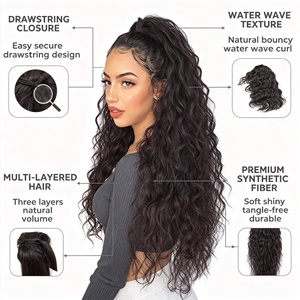 Cola de Caballo con Clip para Mujer, Fibra Sintética Resistente al Calor, Larga y Rizada, Voluminosa, No Requiere Permanente/Tinte, Iriswigs - Product Image 2