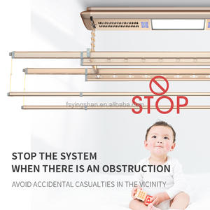 ชั้นวางของในบ้านอัจฉริยะ Tuya ที่แขวนเสื้อผ้าอัตโนมัติ, ที่แขวนเสื้อผ้าและที่จัดเก็บเสื้อผ้าทำจากอลูมิเนียมสีทองแบบพับเก็บได้อเนกประสงค์ติดผนัง - Product Image 4