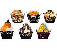 Emballages pour cupcakes d'Halloween, toile d'araignée découpée au laser, doublures en papier ajourées pour la décoration de gâteaux de fête d'Halloween, outils de pâtisserie