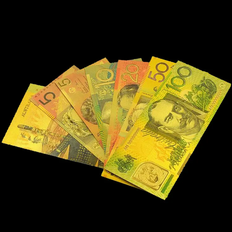 Thực Tế Nhựa Úc 5 10 20 50 100 Ngân Hàng Ghi Chú Lá Vàng Tiền Giấy