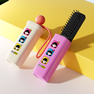 Mini Two In One Comb Portable Travel Retractable With Mirror Cartoon Design For Women Hair Care Styling Set 10-15Cm <b>ABS</b> Material - Product Image 1