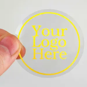 Customized Round Clear Transparent Plastic Vinyl Product Packaging Circle Label Printing Roll Gold Foil Sticker With Logo