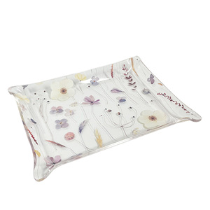 Acrylic Flower Decorative Tray <b>Rectangle</b> Plant Pattern <b>Coffee</b> <b>Table</b> Home Decor 21.5x16x2.5cm - Product Image 4